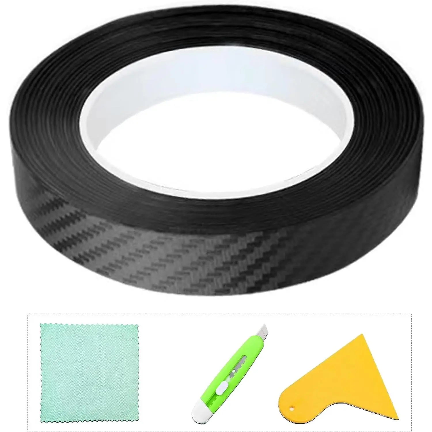 Carbon Fiber Vinyl Wrap for  Door Protector  Guards 0.5mm Thick 33ft Length Multi Width Options  Fit  Trunk Dashboard   (1.2In x 33Ft)