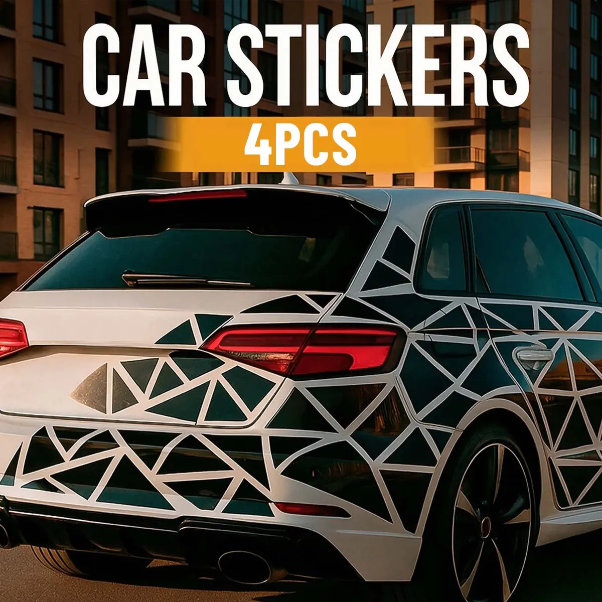 4PCS/1 Set 100cm×30cm Car Geometric Triangle Stickers, Personalized Car Body Decals, Waterproof, Sunproof, Scratch-Resistant, Universal Car Decorative Stickers, Vehicle Exterior Decoration, the Best Choice for Car Modification Enthusiasts