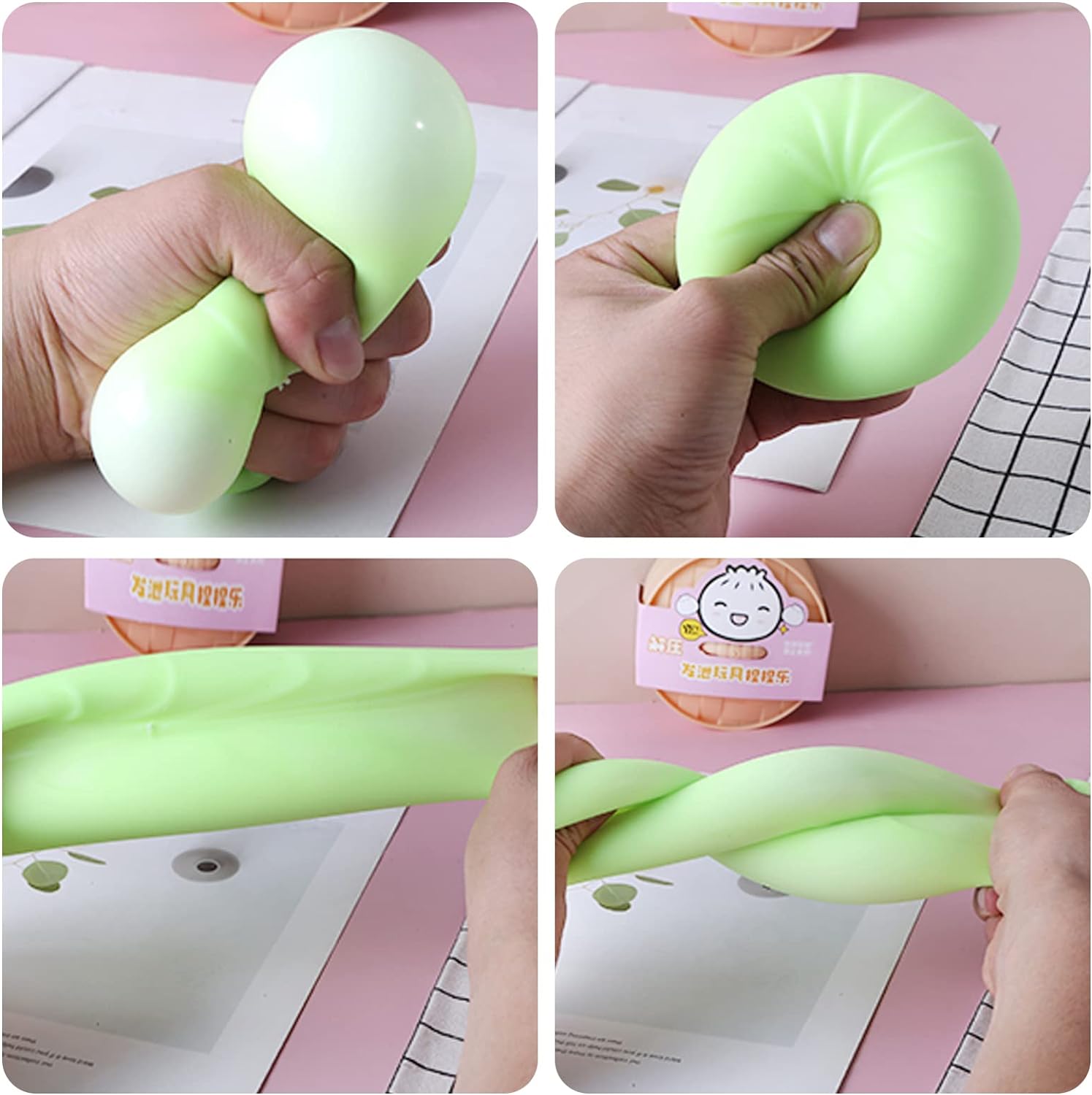 1PC Dumpling Stress Balls Fidget Sensory Toy Simulation Food with Little Steamer Squeeze Dough Ball Stress Relief Hand Toy