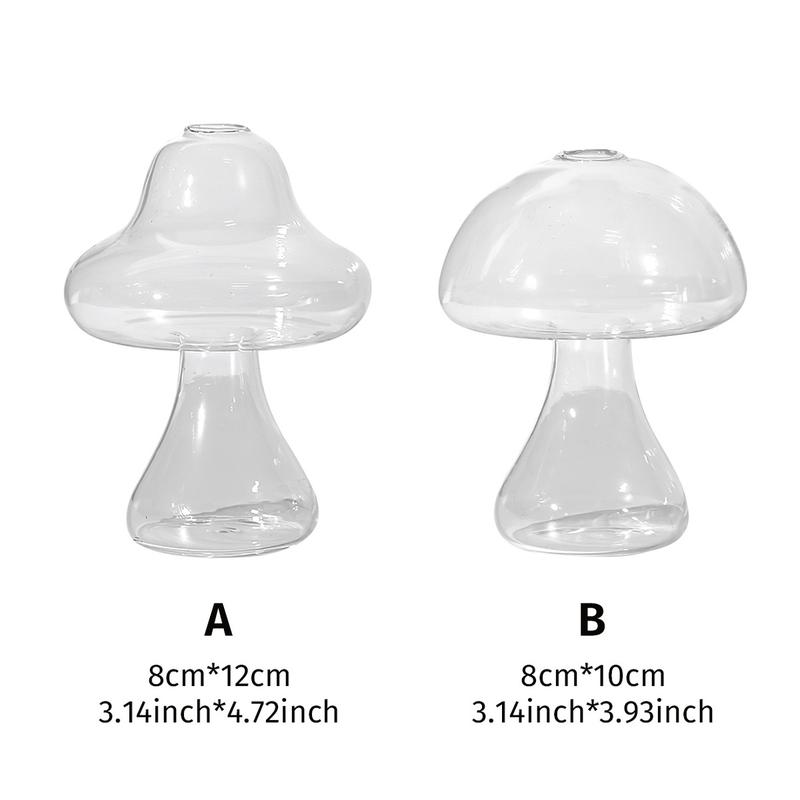 Clear Glass Flower Vase, 1 Count Modern Creative Plant Pot, Mushroom Shape Flower Vessel For Home Bedroom Balcony Decor, Decorative Flower Vase