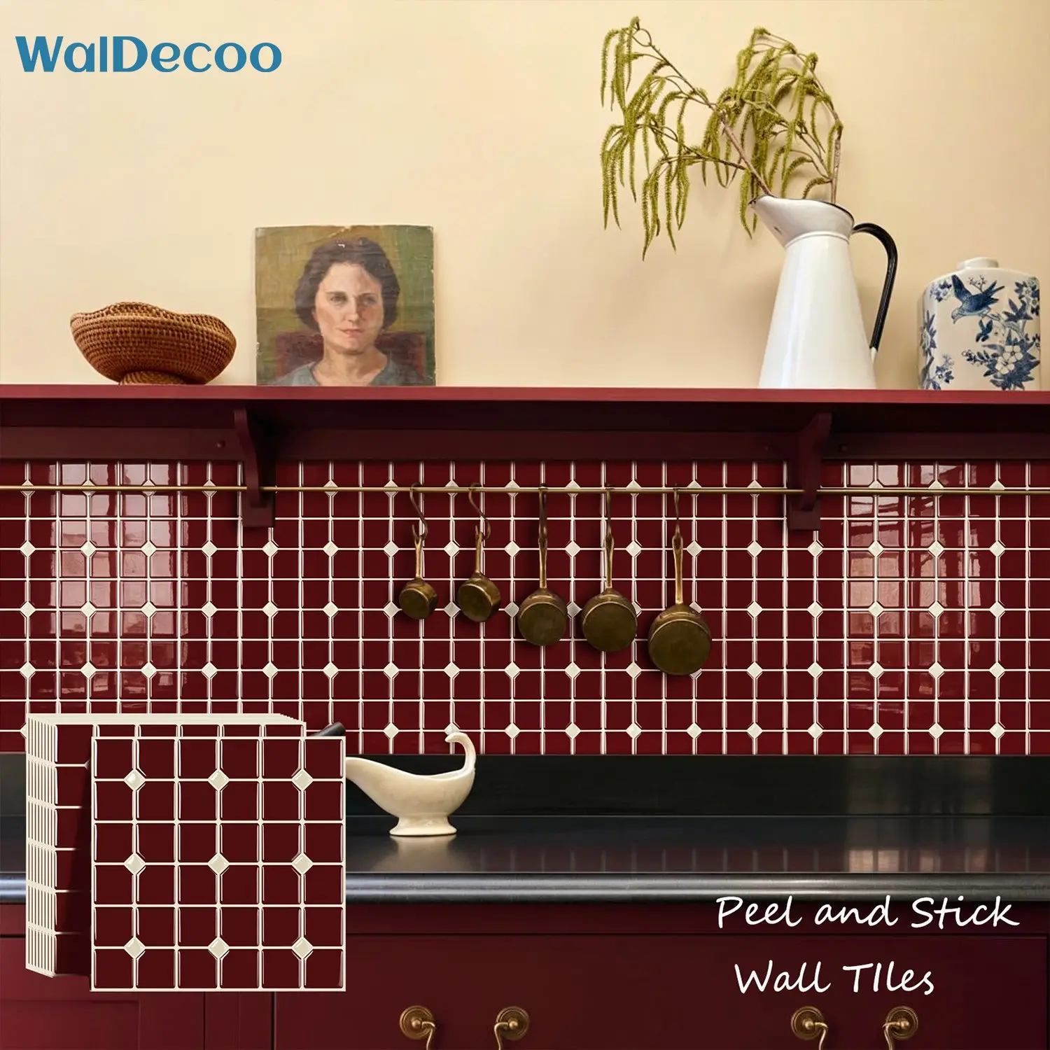 3D Peel and Stick Tiles, 10/30 Sheets Budget Friendly Red Brick Wall Sticker, High Quality Waterproof Vinyl Wallpaper Easy to install for Home Apartment Indoor Decoration Bathroom Sticky Wallpaper Peel and Stick