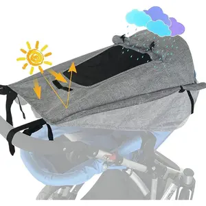 Stroller Sun Shade - UPF 50+ Universal UV Protection Cover for Baby See Through Waterproof Sunshade Extender Accessories for Strollers Joggers