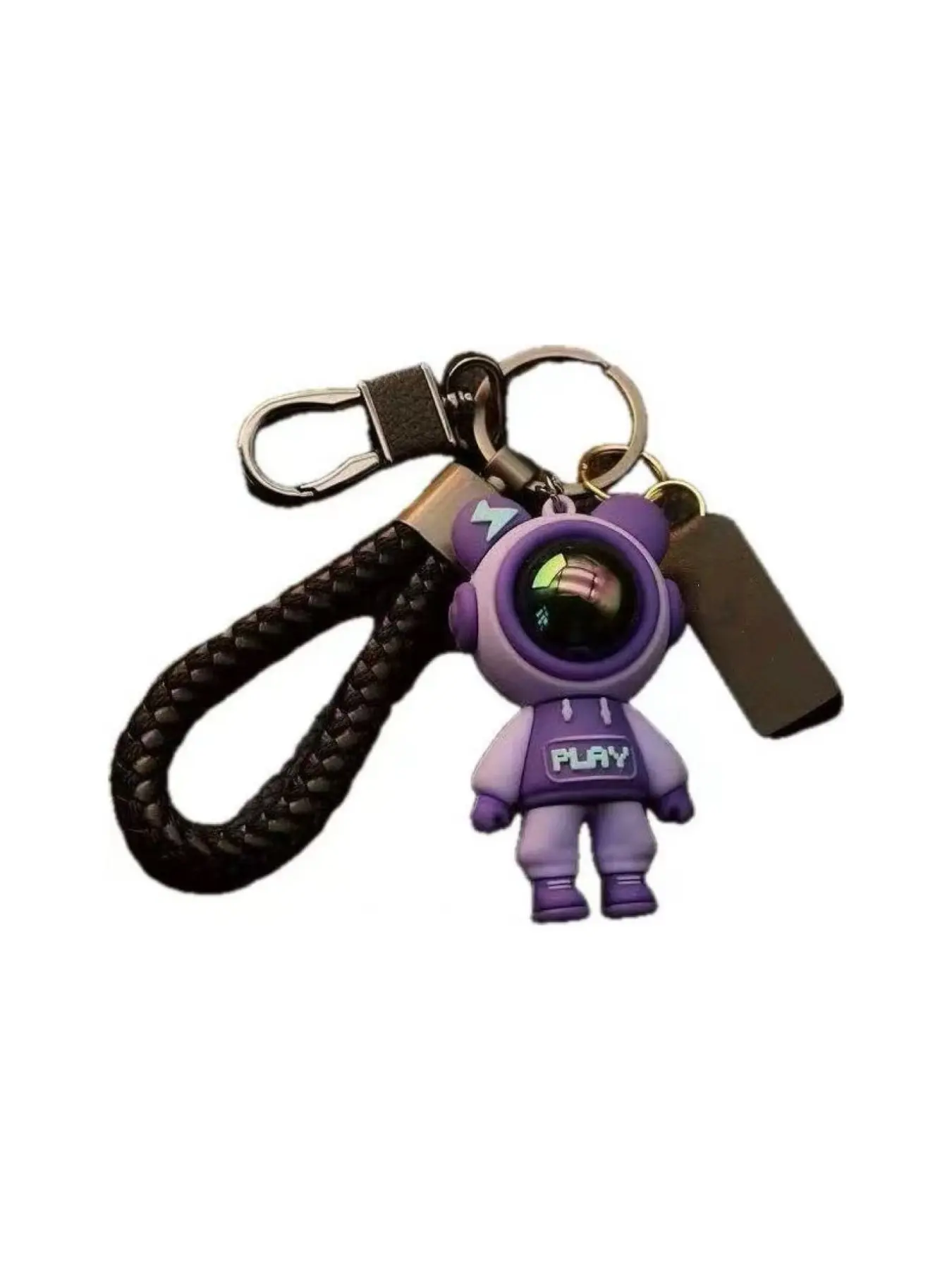 1PCS Charming And Fashionable Lightning Bear Keychain, Cute Cartoon Couple Doll Pendant, Key Ring, Creative Astronaut Keychain, Pendant, Cool Keychains, Add Fun And Personality To Your Items