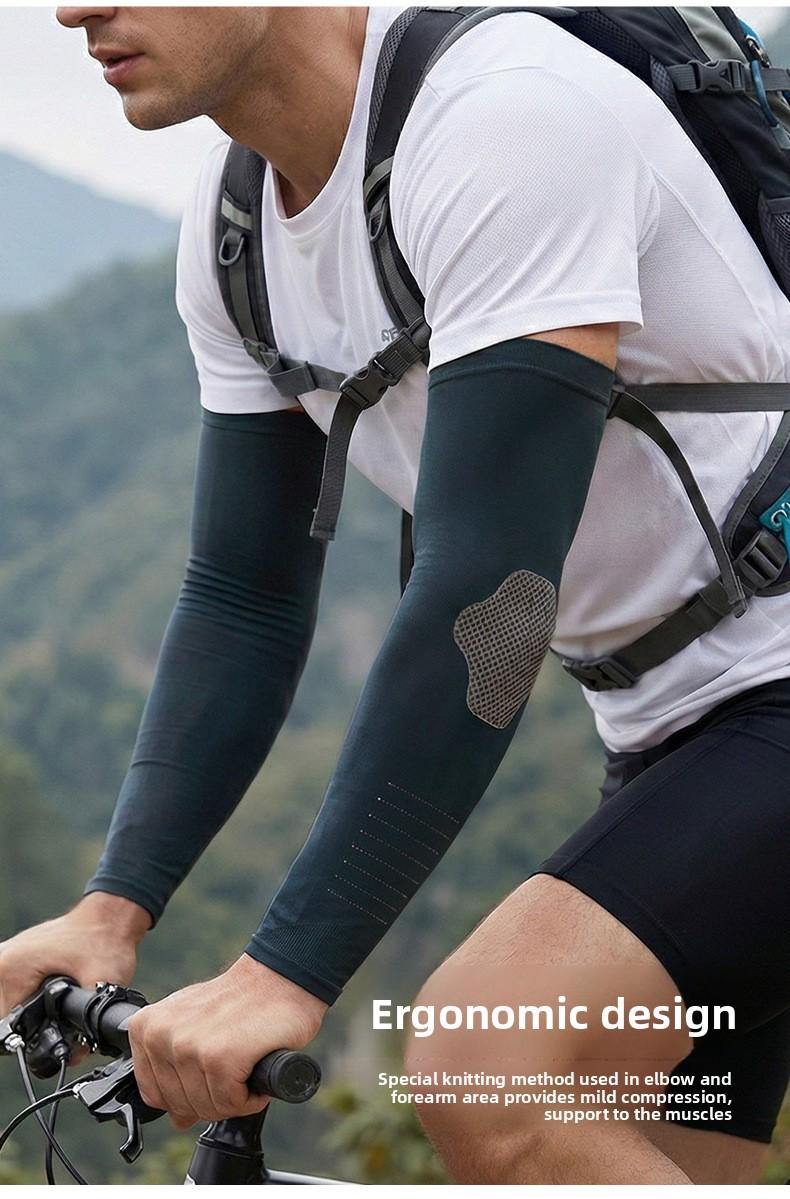Ice Silk Sun Protection Sleeves for Men & Women Summer Outdoor Cycling Fitness Elastic Sleeves with Mesh-like Pattern for Comfort