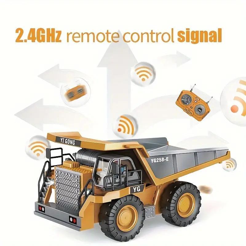 9 Channel Remote Control Dump Truck Toy, Remote Control Trucks, 1 Set USB Rechargeable Engineering Vehicle Toy with Light & Sound Effect, RC Construction Vehicle Gift