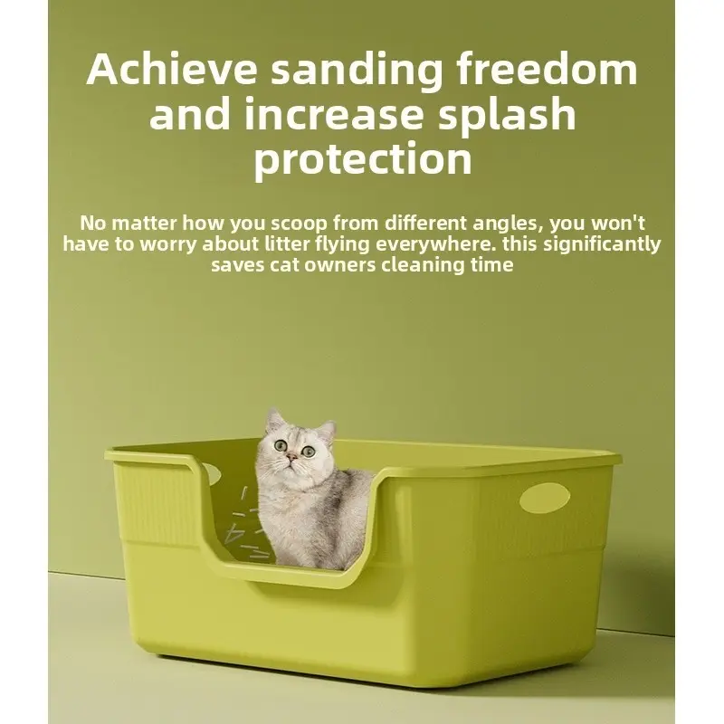 Large Semi-Enclosed Cat Litter Box Set, Anti-Spill Design, Includes Dedicated Scoop, Home Pet Cleaning Essentials, Ideal for Cats
