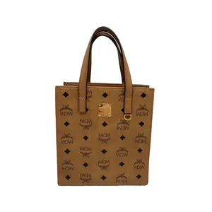 Pre-owned MCM Cognac Visetos Mini Vertical Tote Crossbody Bag/WJ05908031/8031
