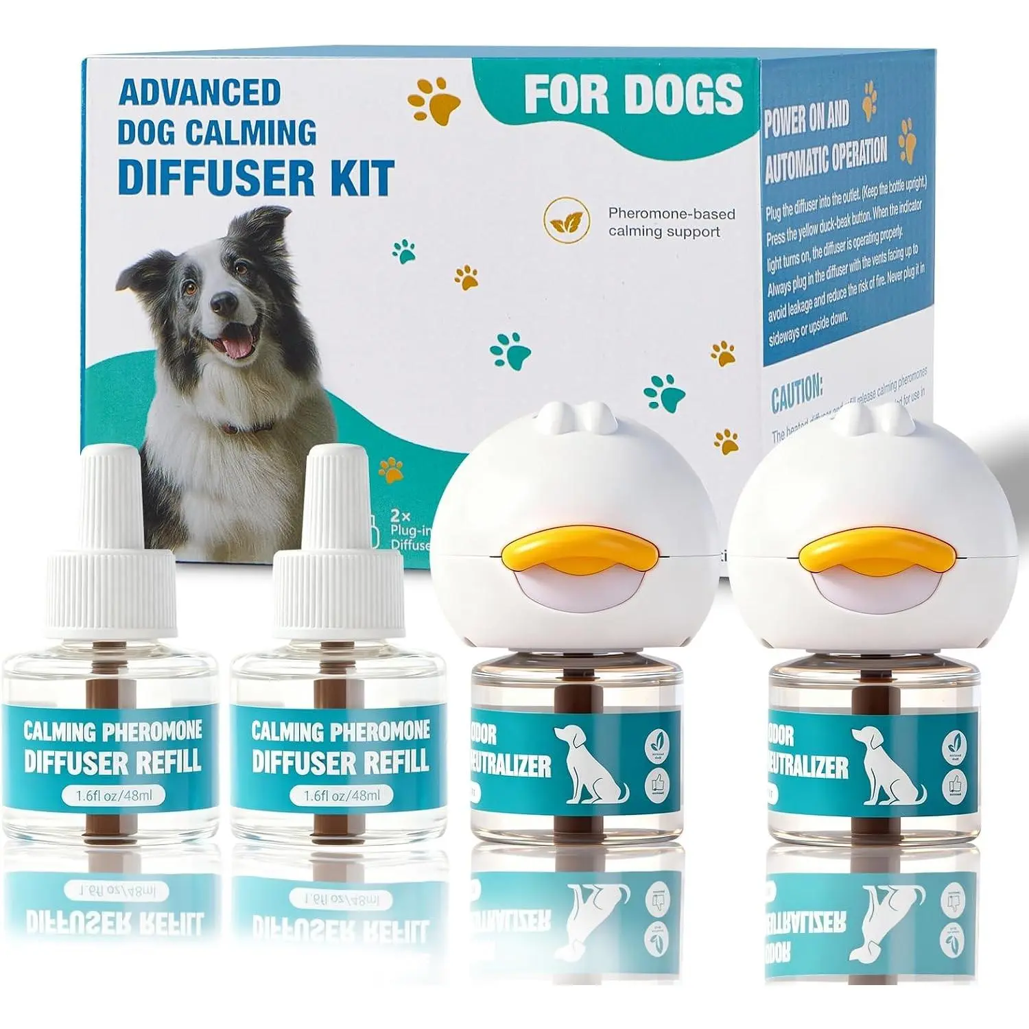 Dog Calming Diffuser Calming Pheromones Diffuser Kit (2Plug in+4Refill) Relieve Dog Anxiety Reduce Aggression Fighting Barking Stress