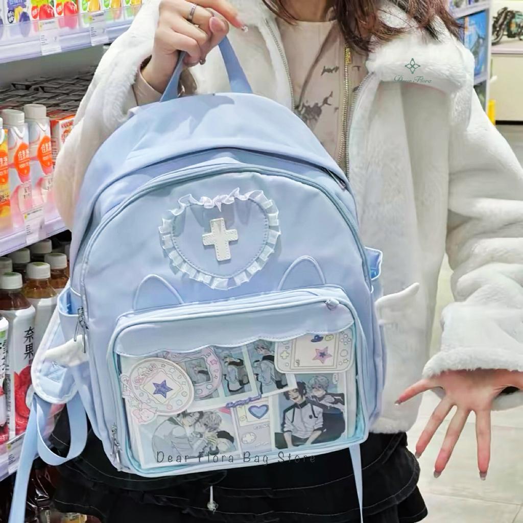 Y2K Cute Clear Ita Bag Women Lolita Backpack Kawaii Girl Shoulder Bag DIY Display Transparent Pocket Japanese Doll Tote Handbags