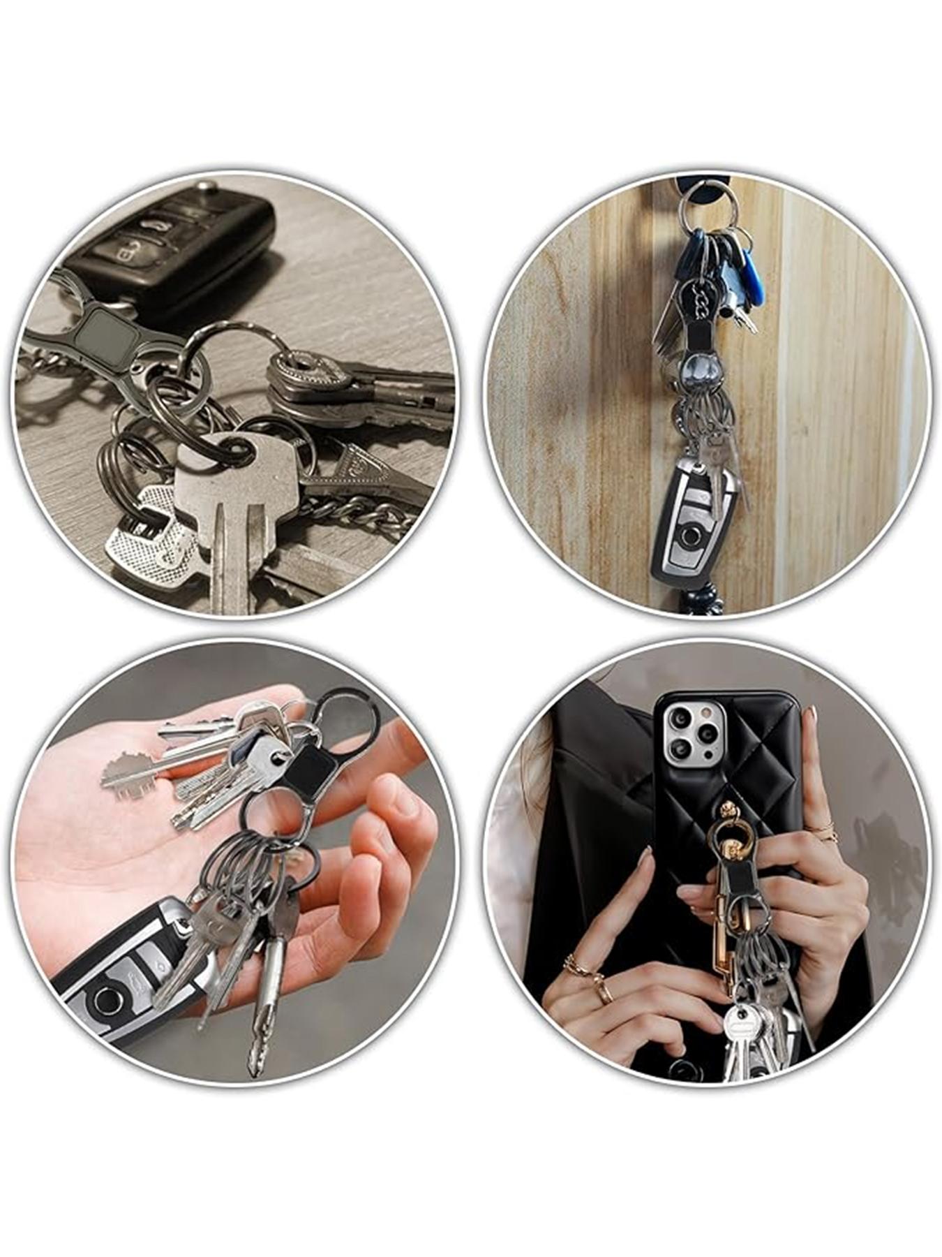 Key Chain Quick Release Spring with 4 Key Rings, Durable Car Keychain Organizer for Men and Women, Key Ring Organizer for Multiple Keys