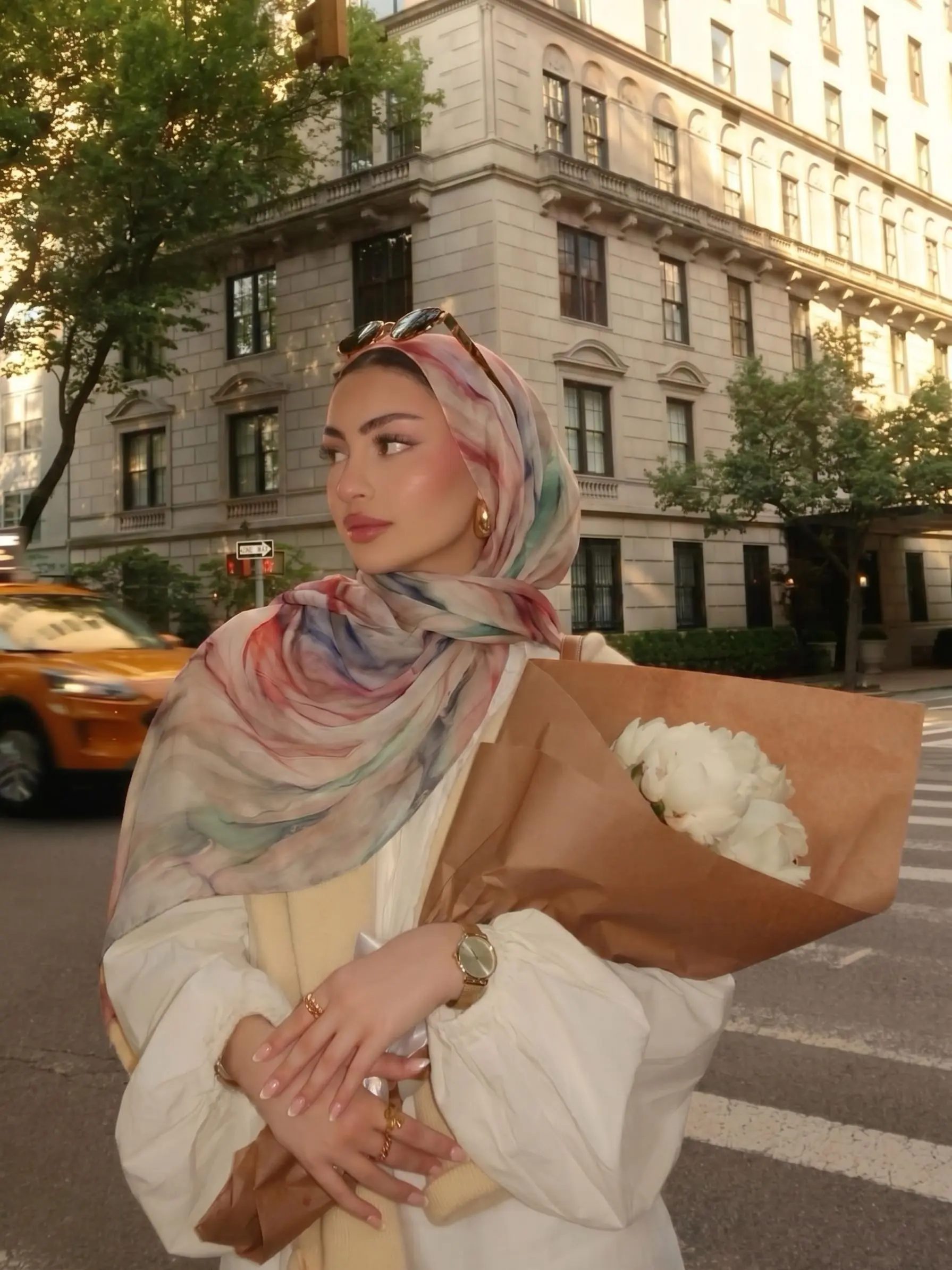 Multicolor Fluid Marble Tie-Dye Pleated Hijab 80x180cm, Four-Season Muslim Headscarf Shawl, Stylish and Versatile Accessory