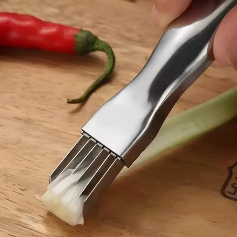 Green Onion Slicer, Multi-Blade Kitchen Herb Cutter, Professional Scallion Shredding Tool (1, Silver)