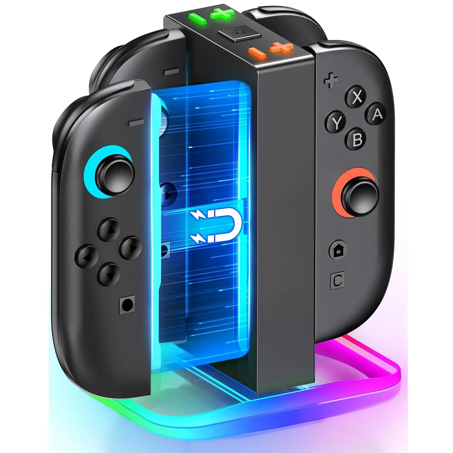 Controller Charger for   2,  4 in 1 Joy-Con Holder, Dynamic Light,  2H Charge Compatible with  2 Joy Con Charger Station Accessories
