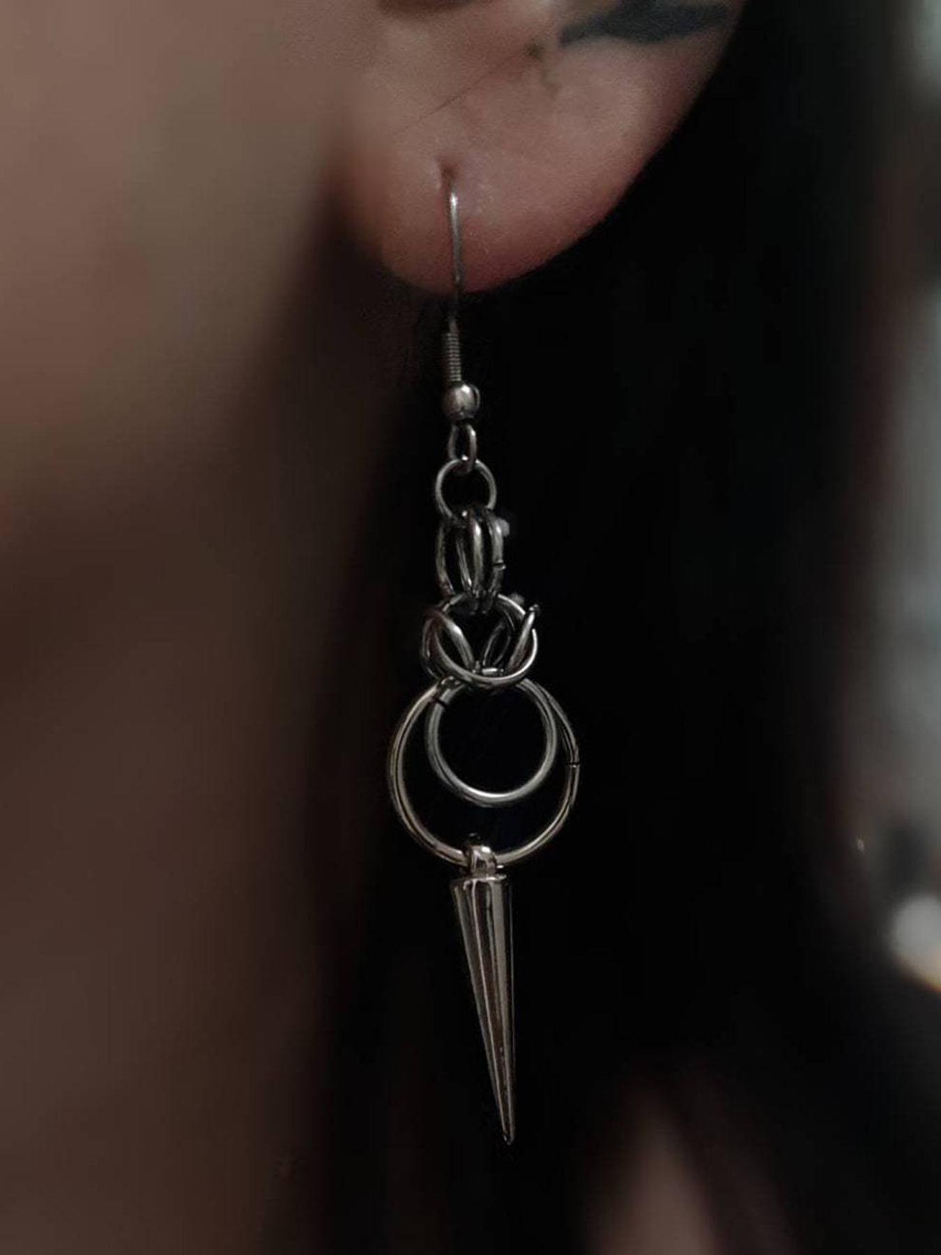 Punk Style Stainless Steel Dangle Earrings, Spiked Design Drop Earrings for Women, Fashion Jewelry for Party, Daily Decor, Trendy All-match & Exquisite Jewelry for Birthday Gift
