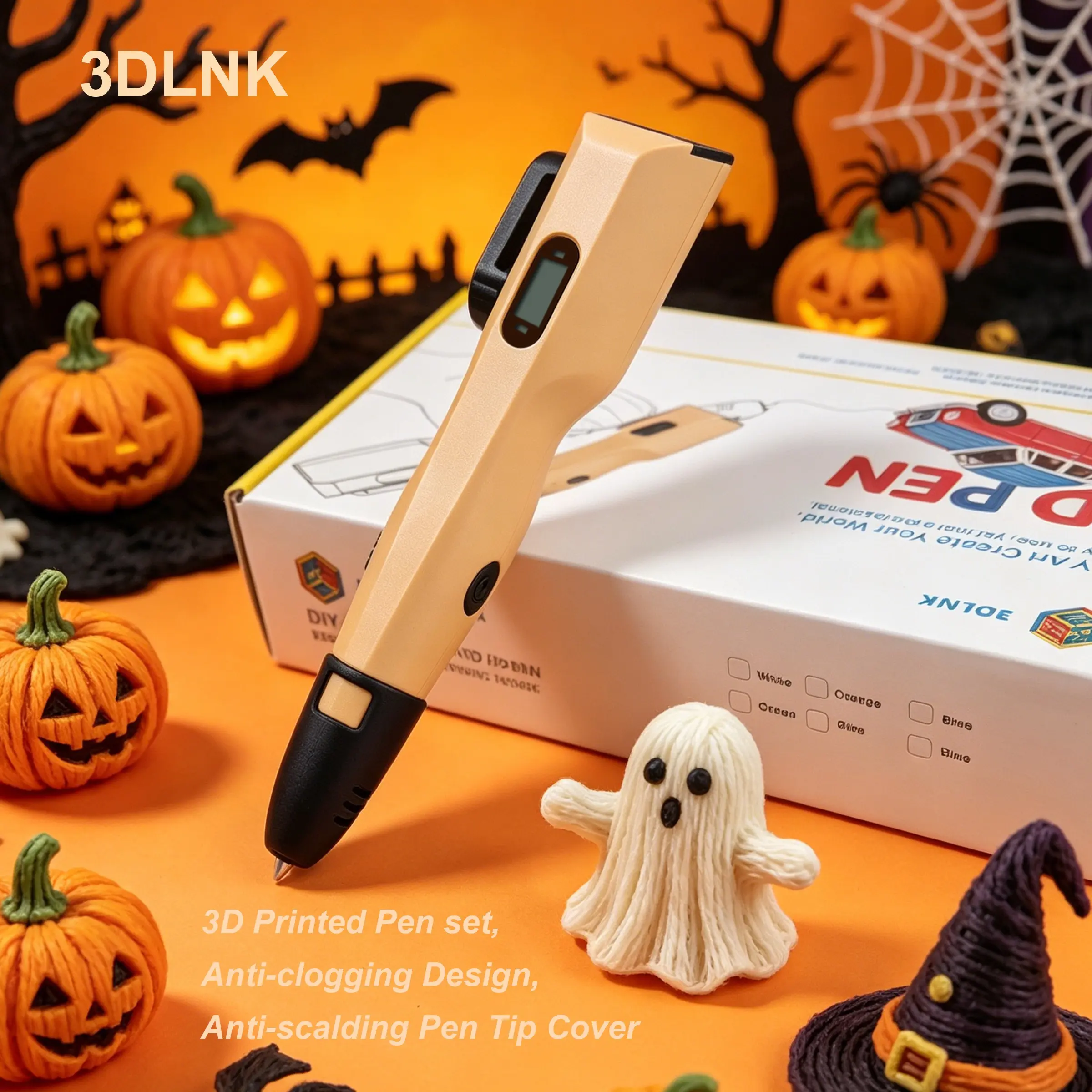 3D Printer Pen Set with 2m 6-Color Filament, Anti-Clog Design, LCD Display, Compatible with Abs/pla, Ideal for DIY Crafts and Gifts