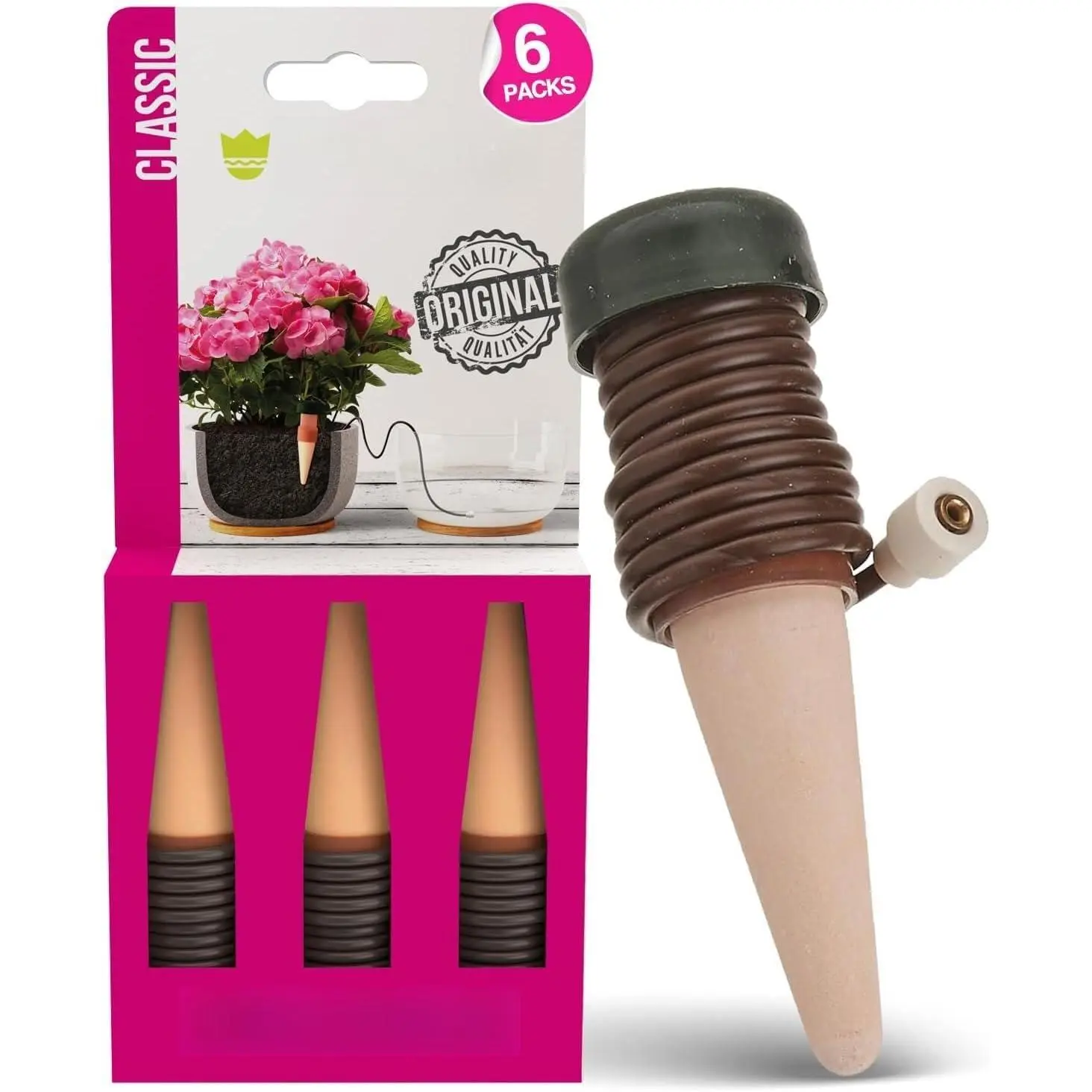 Classic Self-Watering Stakes - Prevents Overwatering and Underwatering for  Growth While You are  - Ideal for Indoor  Watering (3 Pack w/o Adapter)
