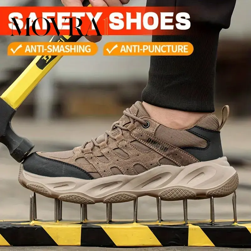 MOVRA1 Men's All-Season Safety Work Shoes - Puncture-Resistant, Non-, Breathable Steel Toe, Durable Artificial Leather, Comfortable Outdoor Construction Lining,shoes for back to school,back to school shoes