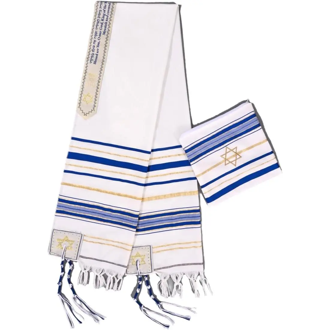 blue men's prayer shawl Christian prayer scarf jewish tzitzit tallit cloth rainbow jerusalem clothes Israel designGift.