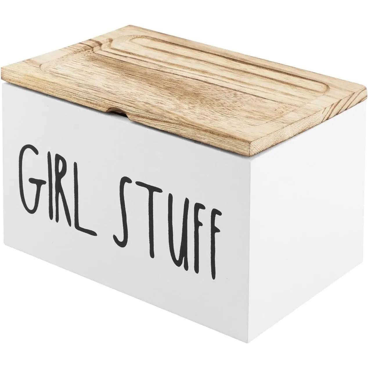 White Lightweight Tampon Holder with Hinged Lid - Feminine Product Toilet Container, Teenager Girl Accessories Organizer, Ideal Gift for Home Storage, Containers