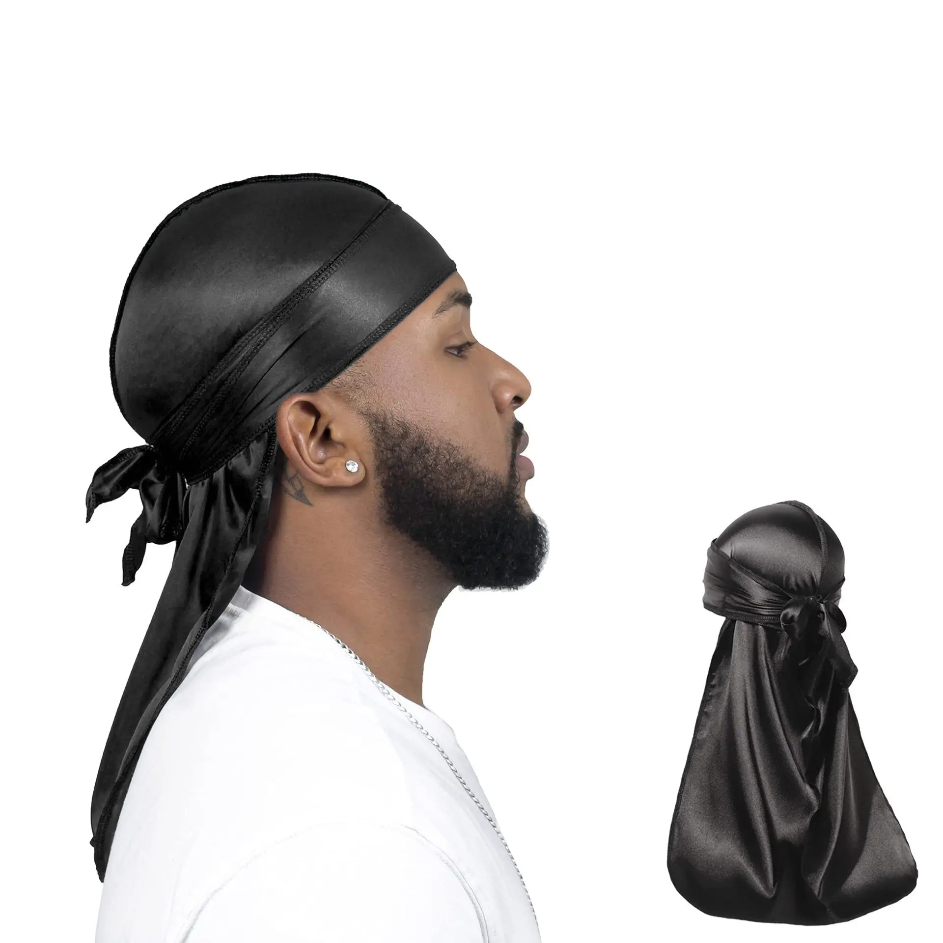 Men's Solid Satin Bandana - Stylish Long-Tail Headwear, Fashion Accessory for Cycling & Urban Style, Free Size, Chic Daily Fabric Accessory, One Size