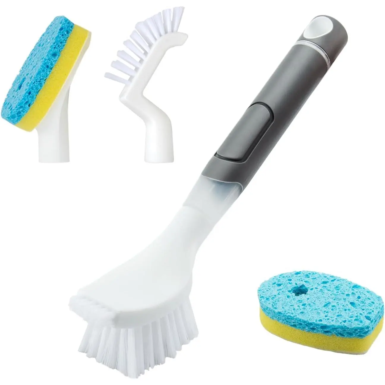 Dish Brush with soap Dispenser,4 PCS  Brush Refills dishwashing Brush Set for Kitchen Utensils, Pans, Sinks, cookware