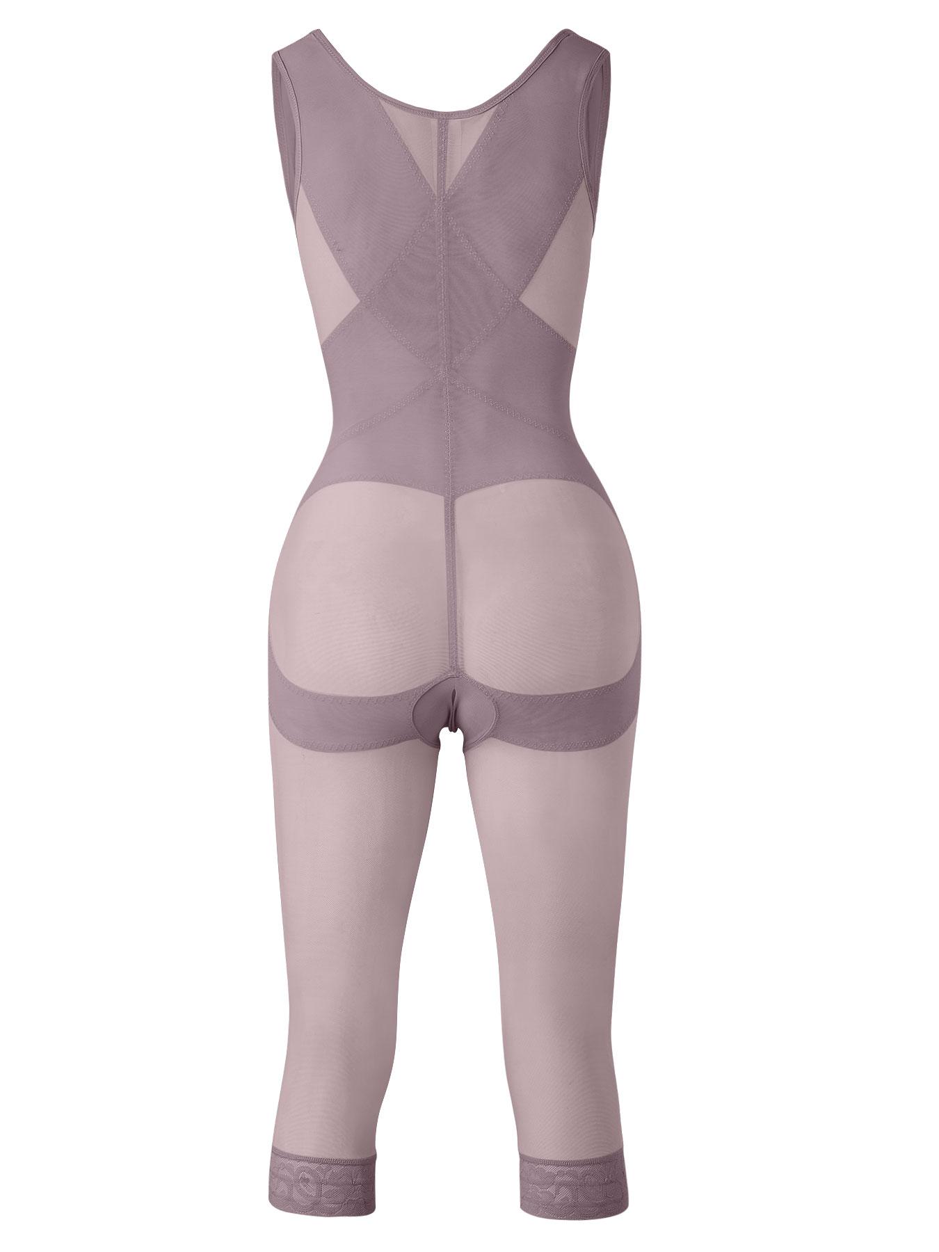 Women's Solid Contrast Mesh Sheer Open Bust Compression Body Shaper Shapewear Jumpsuit, Casual High Stretch Tummy Control Butt Lift Shaper, Ladies Shapewear for All Seasons halloween