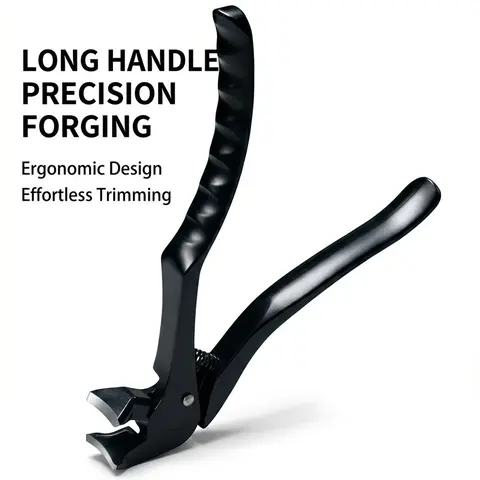 Ergonomic Durable Long Handle Stainless Steel Nail Clipper for Thick Hard Nails, Wide Mouth Design, Safe & Precise Trimming, Hand & Foot Nail Care, Manicure