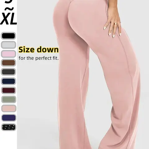Women's High Waist Elastic Yoga Pants, Abdominal Control, Wide Leg Sports Pants, Gym Running Jogging, Durable Structure, Comfortable Fit, Fitness Bottoms
