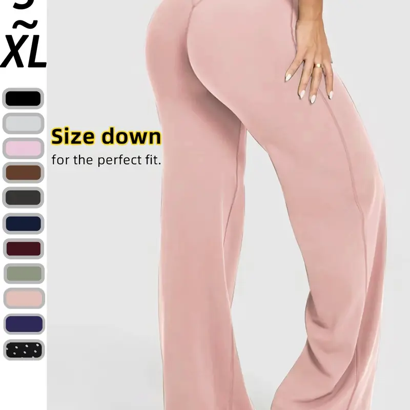 Women's High Waist Elastic Yoga Pants, Abdominal Control, Wide Leg Sports Pants, Gym Running Jogging, Durable Structure, Comfortable Fit, Fitness Bottoms