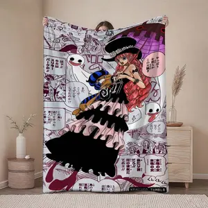 Hot Anime ONE PIECE Character Perona Printed Soft Blanket, All-Season Use, Hypoallergenic and Tear-Resistant, Ideal for Sofa, Bed, Office, Camping, and Travel, Christmas Gift, Wedding, Birthday, Friend Gift Cozy Vibes, Holiday Gift, Must-Have, Book Lover,
