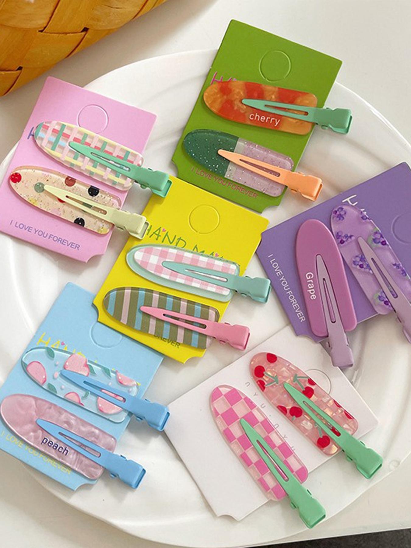 Dopamine Colorful Hair Clips Set, Cute Grape Design, Side Clip & Splitter, Fashion Accessories for Women, Daily Use