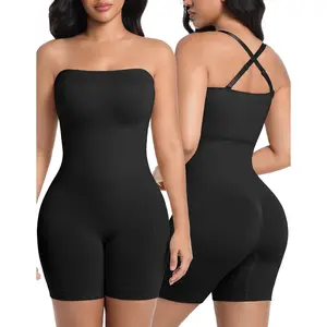 Women's Strapless Seamless Shapewear Bodysuit with Tummy Control and Built-in Bra, Basic Compression Full Body Shaper for Daily Wear
