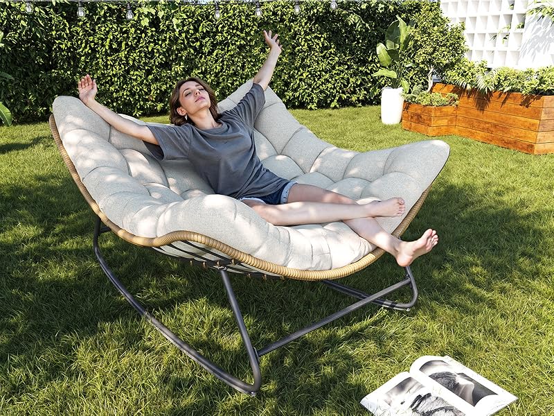 Amopatio Greenish Spring Oversized Egg Papasan Love Rocking Chair ...