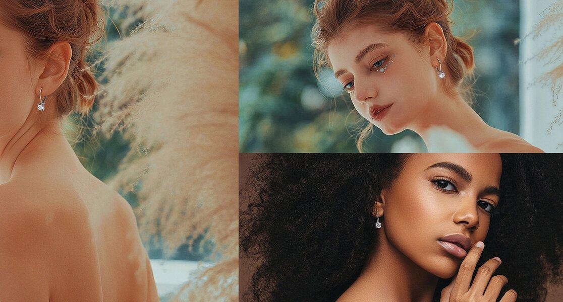 Trendy Color Brilliant Leverback Earrings Hypoallergenic Dangle Drop Earrings  Round-Cut Cubic Zirconia Earrings for Womens