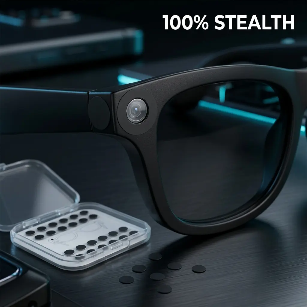 24Pcs Gentle & Protective Adhesive Low-Tack Restickable 0.03g Lightweight LED Blackout Stickers for Ray-Ban Meta Gen 2, Oakley HSTN Smart Glasses - Covert Wear, Easy Install & Removal, Privacy Light-Blocking Eyewear Accessories (Stickers Only, No Glasses)