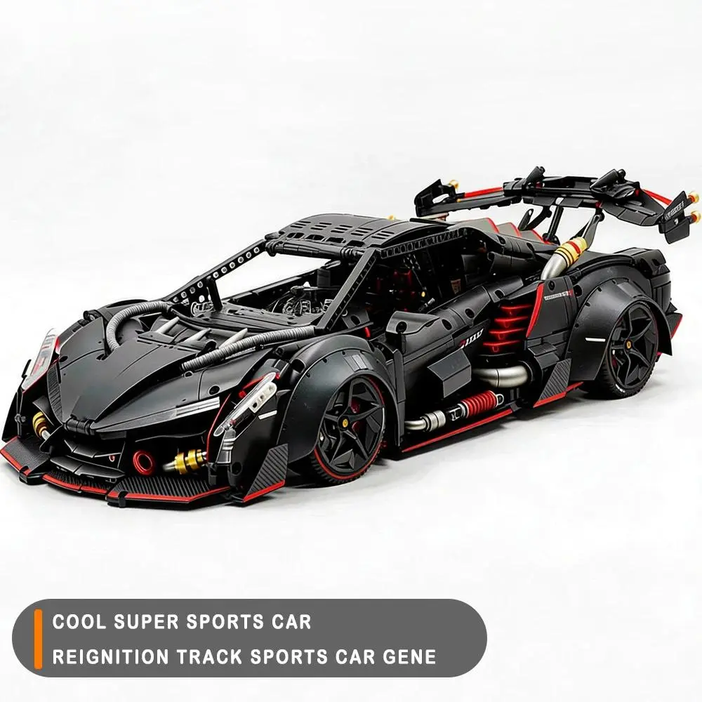 GULY Technical 1:8 Scale Aerodynamic Supercar Building Blocks Large Size Functional Mechanical Assembly Model Desktop Room Decor Toy Collectible Xmas Gift For Automotive Hobbyists