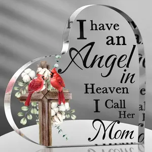 4 Inch Cardinal Memorial Gift for Loss of Mom, Sympathy Remembrance Decor with Red Bird, Bereavement Gift for Loss of Loved One, Angel in Heaven Table Decoration for Home Memorial Display