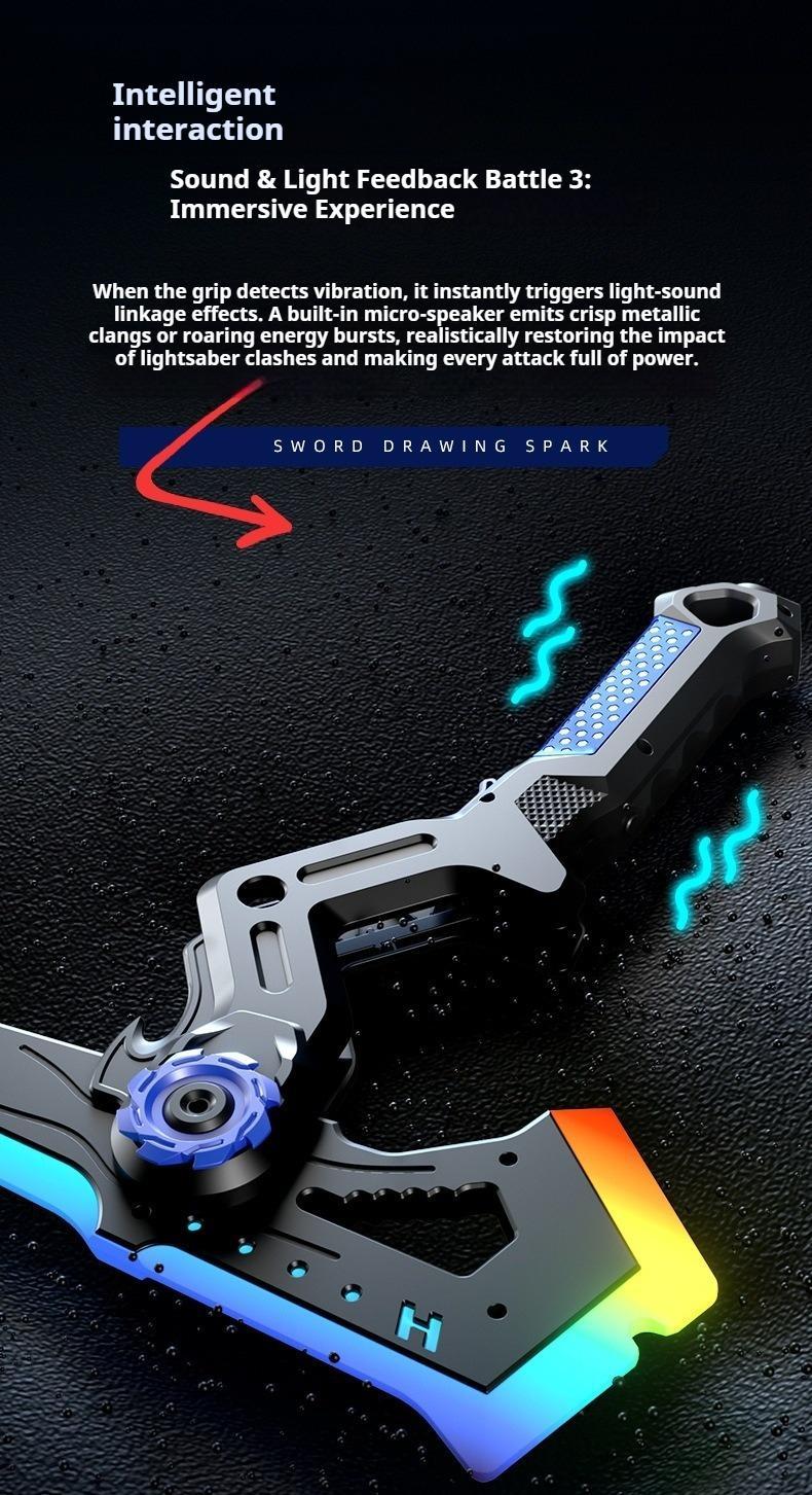 2-in-1 Sword & Axe Prop for Boys, 7-Color Luminous Spray Transformable Light Saber, Glowing Cosplay Weapon Prop, Interactive Deformable Axe-Sword Gift with Lights, Fun Role-Play Prop for Kids lead street