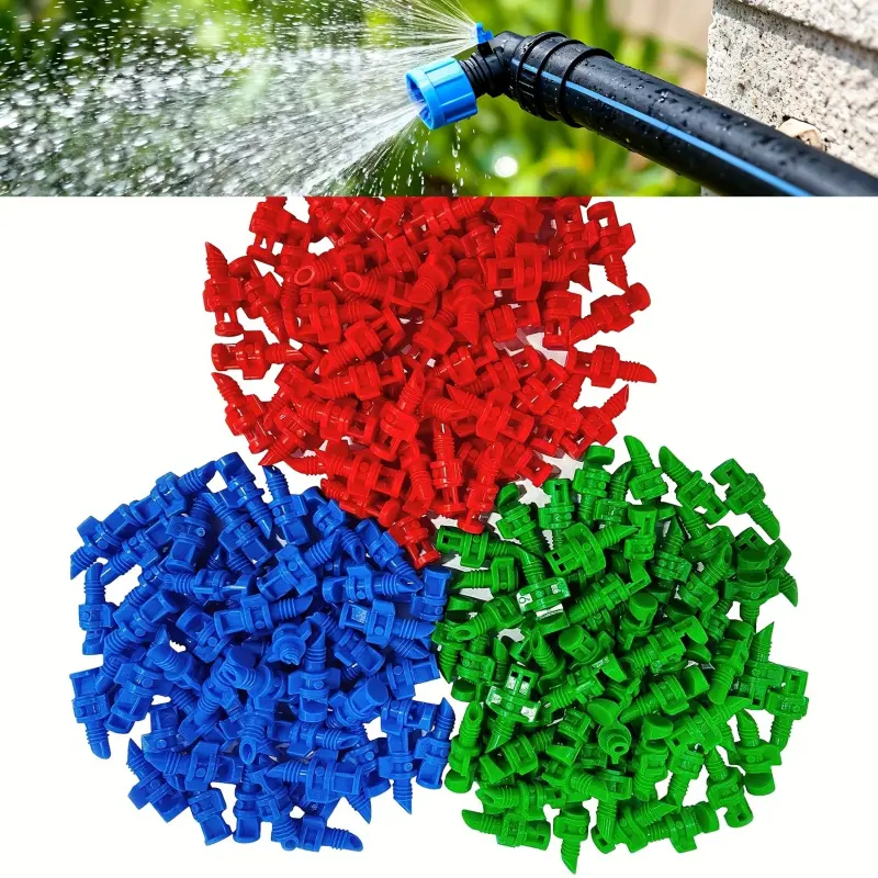 100 Garden Sprinklers Lawn Sprayers (90/180/360 degrees), Red Green Blue Simple Refraction Atomizing Microinkler Heads, Drip Irrigation Suitable for Garden Vegetable Patch Watering Flowers and Trees 360 Degree Lawn Watering Tool, Tree Irrigation, Flower W