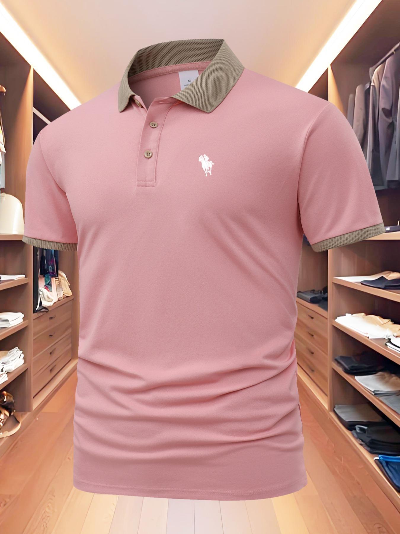 Men's Colorblock Polo Shirt, Regular Fit Casual Short Sleeve Half Zip Top for Summer, Fashion Men's Clothes for Daily Wear, Gamis, Menswear