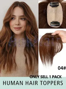 Human Hair Toppers with Clips for Women, Natural Hair Toppers for Thin Hair, One Piece Toppers 5x9cm Base, Stylish and Convenient