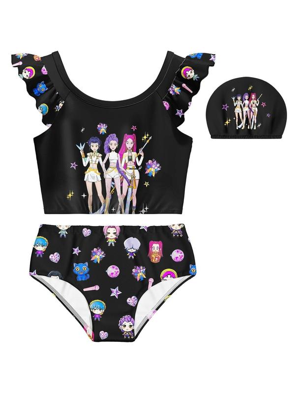 Kpop Demon Hunters Rumi Mira Zoey Costume Girl Swimsuit Set, 3-Piece Swimwear, Spring Summer Fashion, Perfect Gift for Girls