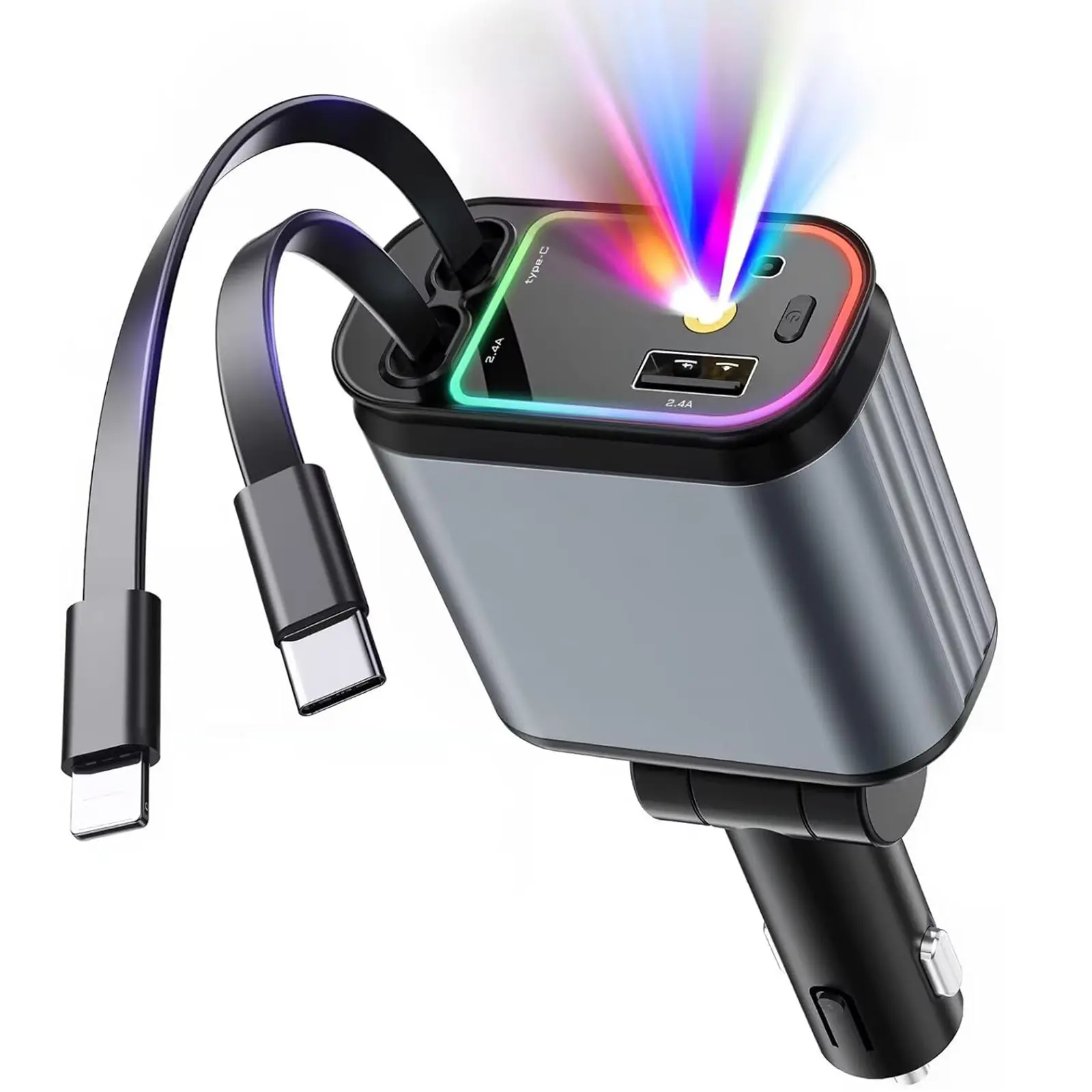 4-In-1 Car Starlight Charger, Fast Charging, Multiple USB Ports, Multiport Charger, Universal Adapter for All Devices, Convenient Automotive Power Solution