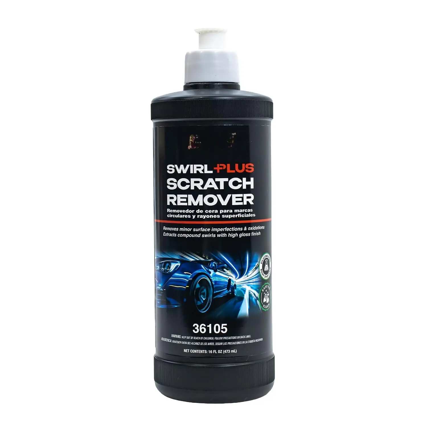 Swirl+Plus Scratch Remover – 8oz, Polish Compound, Professional -Free Finishing Polish for Removing Fine , Swirls & Oxidation, Clear Coat Safe, High-Gloss Mirror Finish