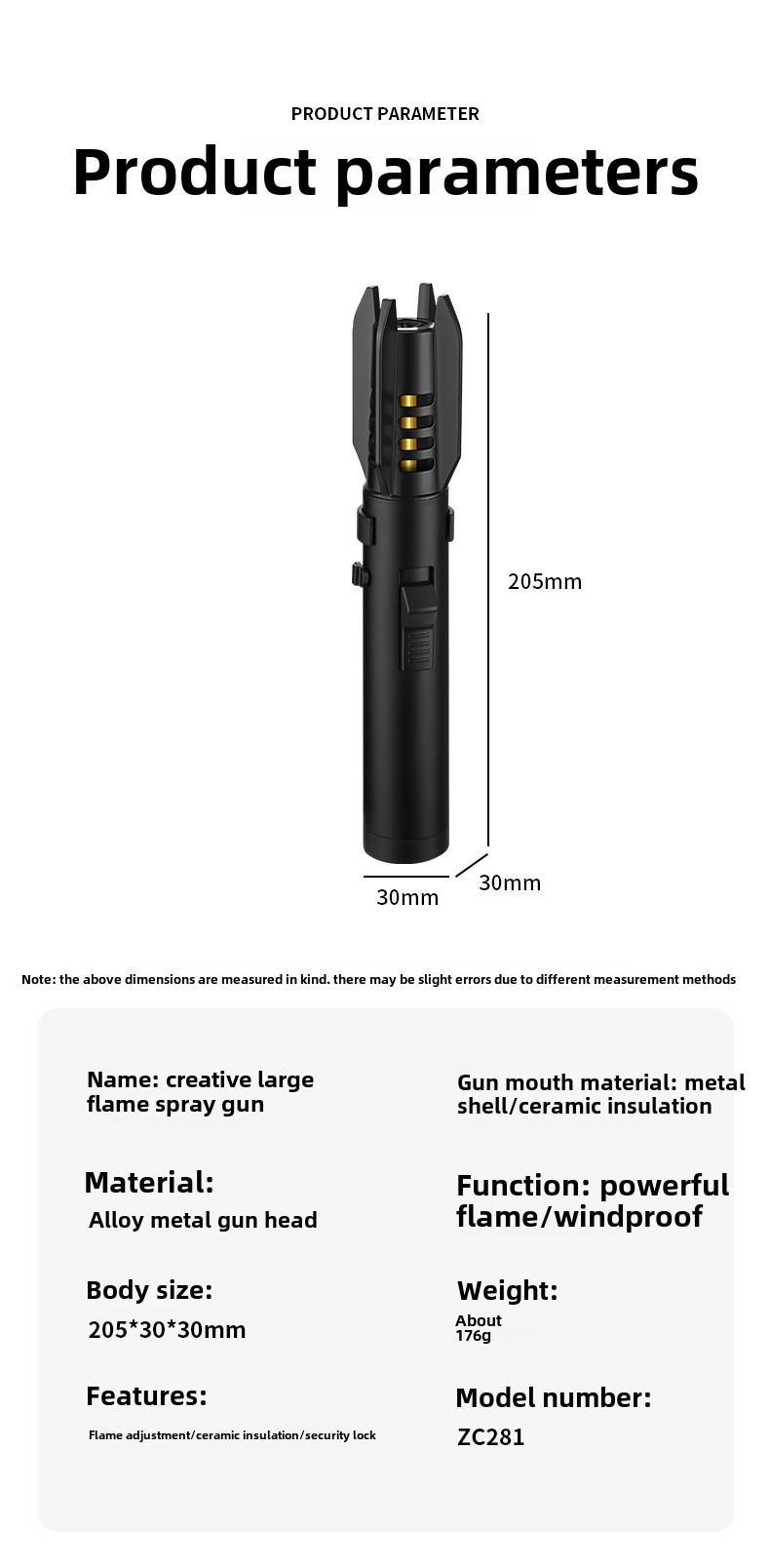Windproof Refillable butane torch lighter, 360 °   use, with adjustable flame and lock switch, turbo torch spray ignition gun, camping barbecue welding supplies, cigar tools, perfect for cooking, Halloween, Christmas, Father's Day (without butane gas)