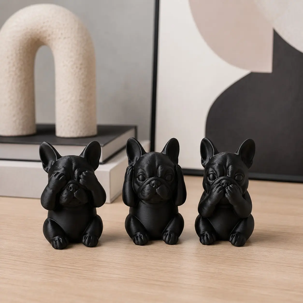 French Bulldog Three-Piece Set, Gesture Decor for Living Room, Bedroom, Office, Modern Minimalist Home Decor, Creative Gift Idea