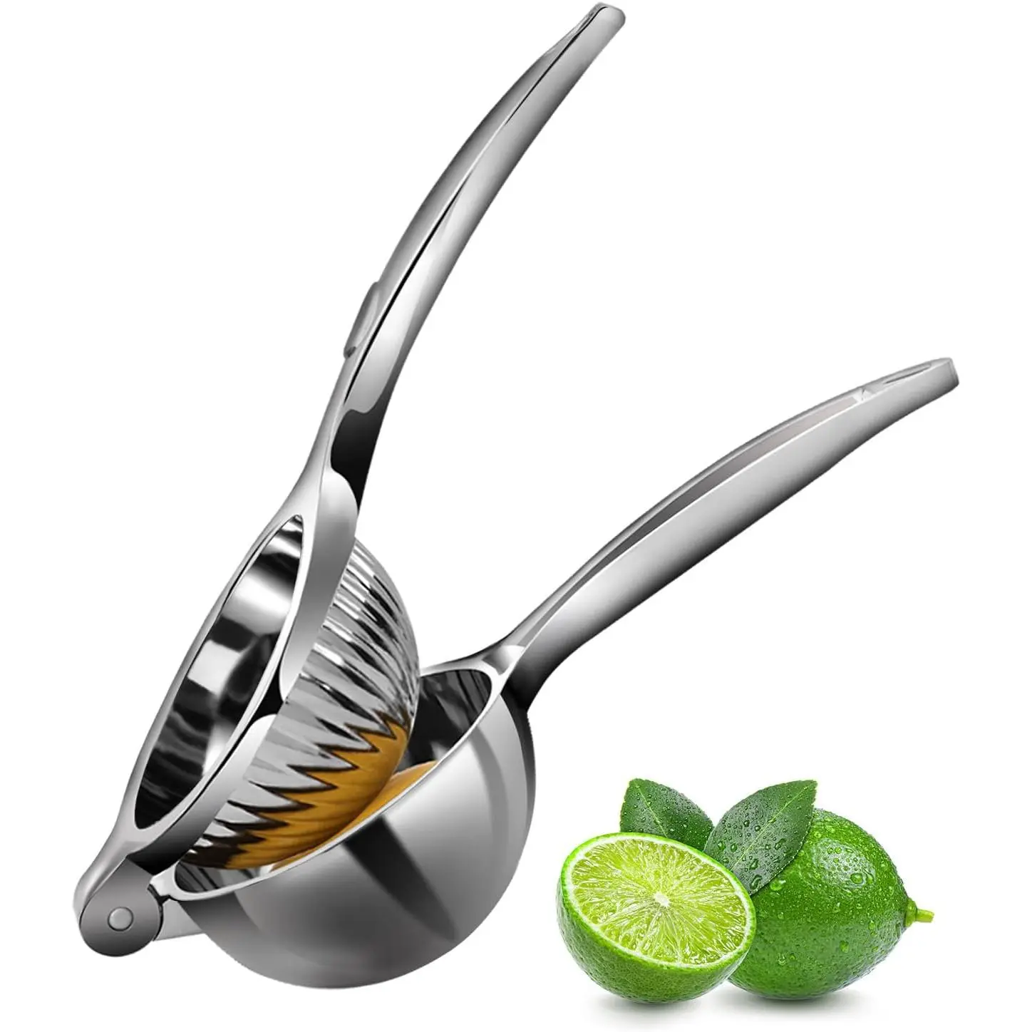 Lemon juicer, powerful hand-press lemon juicer, heavy-duty manual orange juicer, sturdy metal lime juicer, durable handheld citrus fruit juicer, suitable for kitchen and bar, lemon juicer