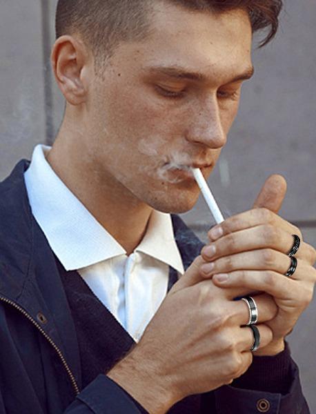 3Pcs Black Stainless Steel Spinner Rings Set for Men | 8mm Fidget Anxiety Rings | Cool Celtic Dragon & Chain Inlay Band