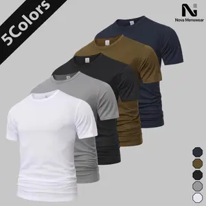 Men's Solid Stretch Crew Neck T-Shirts, Soft Breathable Slim Fit Basic Short Sleeve Tees, Lightweight Layering Undershirts, Versatile Daily Casual Plain Tops for Men, Mens Multi-Pack Essential Base Layer Shirts Bulk