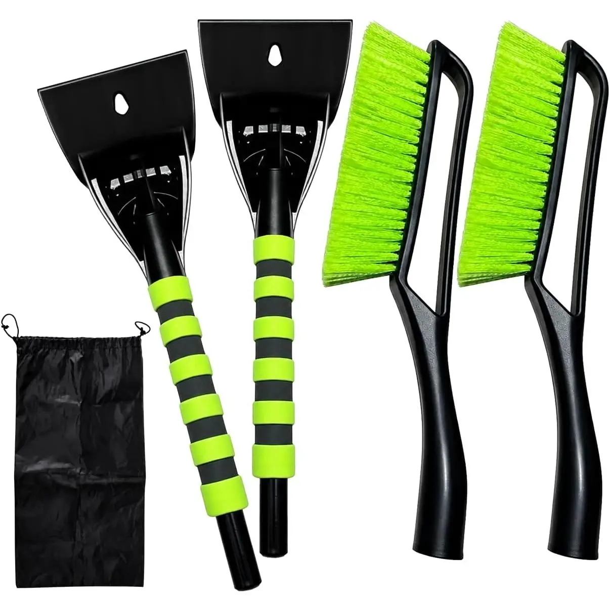 2 Pack Detachable Car Snow Brush & Ice Scraper, Heavy Duty Windshield Ice Shovel, Scratch-Free Snow Remover with Foam Grip, Winter Snow Removal Kit with Storage Bag for Car Truck SUV Van IHC-1004